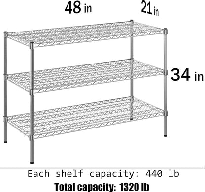 21" Deep x 48" Wide x 34" Height Wire Shelving Kit | 3-Tier | NSF Commercial - Image 3