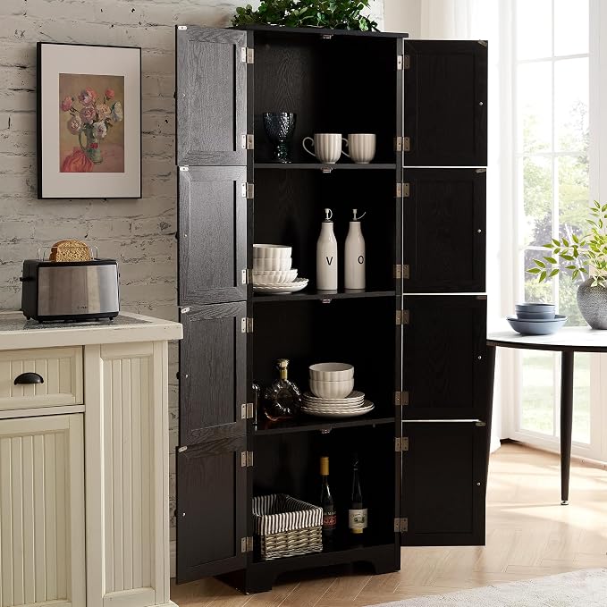 72" H Farmhouse Storage Cabinet, 4 Tier Kitchen Pantry Cabinet - Image 5