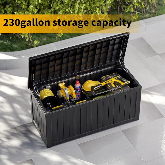 230 Gallon Resin Large Deck Box, Waterproof Outdoor Storage box - Image 3