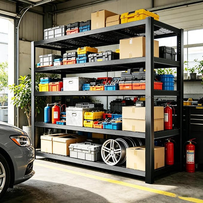 84" H Heavy Duty Wire Garage Shelving, 5-Tier Adjustable Industrial Metal - Image 8