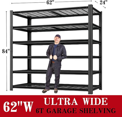 6T 62" W x 24" D x 84" H Garage Shelving Heavy Duty Metal Shelving 4200LBS - Image 3
