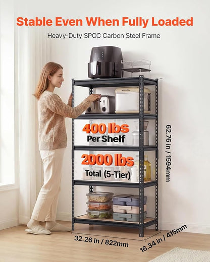VEVOR Storage Shelves, 5-Tier Adjustable, 2000 lbs Capacity, Heavy Duty Garage - Image 3