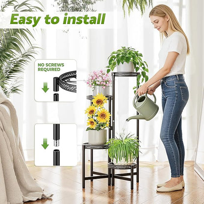 4 Tier Metal Plant Stand Indoor Outdoor, Corner Tall Plant Shelf - Image 5