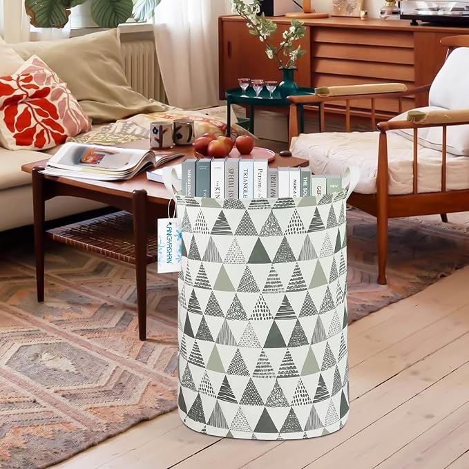 LANGYASHAN Laundry Basket Canvas Fabric Collapsible Organizer Basket - Image 6