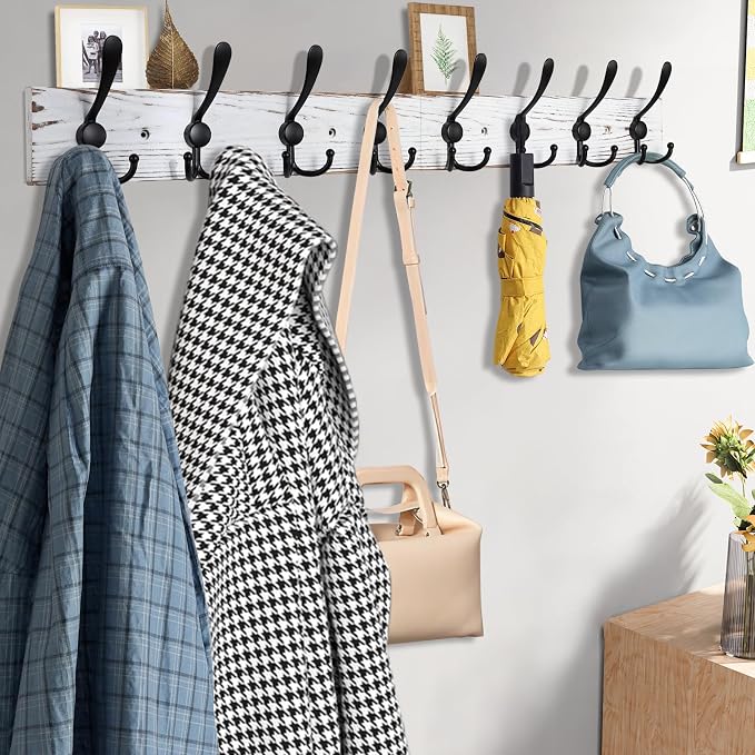 32.2'' Large Coat Rack Wall Mount Coat Hooks - Image 3
