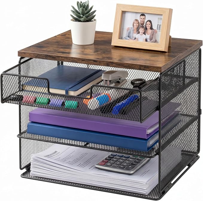 4-Tier Mesh Desk Organizer and Accessories by Uwoodia