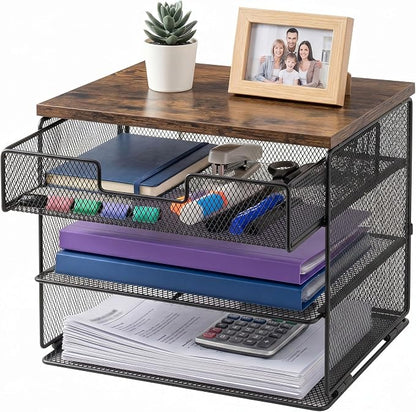 4-Tier Mesh Desk Organizer and Accessories by Uwoodia