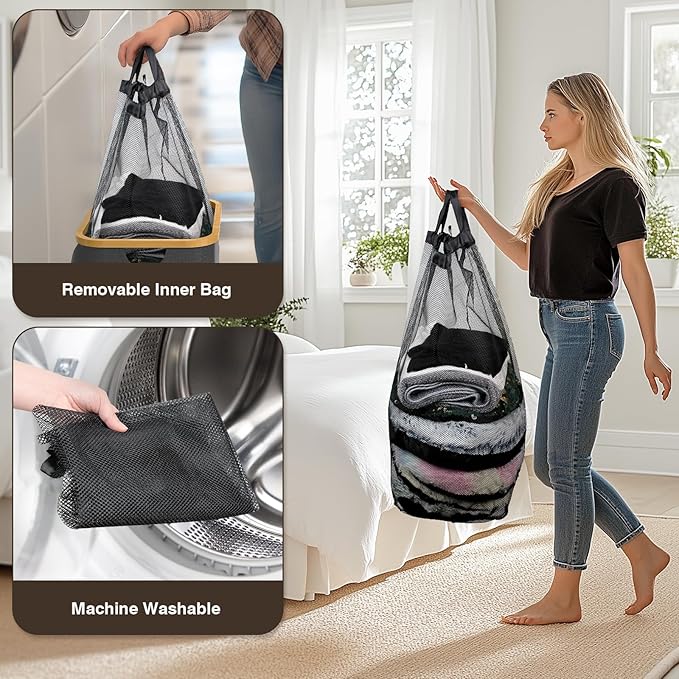 Bathola Laundry Hamper with Lid, Laundry Basket with Removable Bag, - Image 5