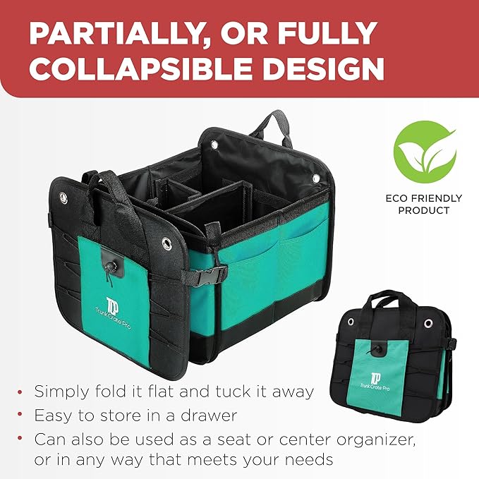 TRUNKCRATEPRO Teal Car Accessories Trunk Organizer Premium Multi Movable - Image 6