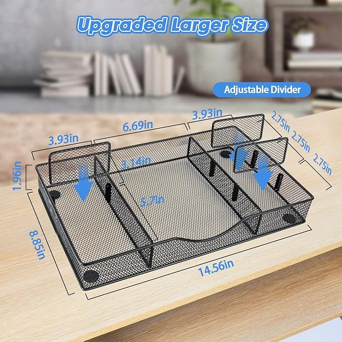 Desk Drawer Organizer, Metal Mesh Drawer Organizer Tray - Image 4