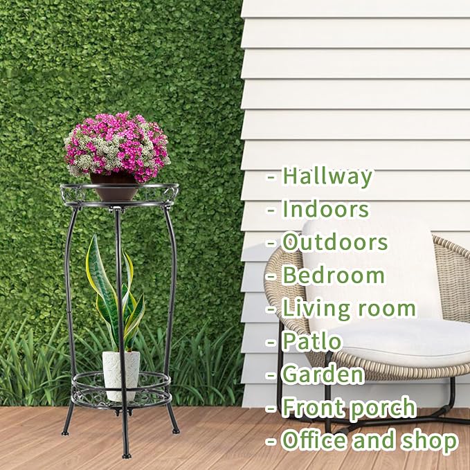 LOYAL TIGER Plant Stand Indoor Outdoor，Tall Black Metal Rustproof Stable Plant - Image 5