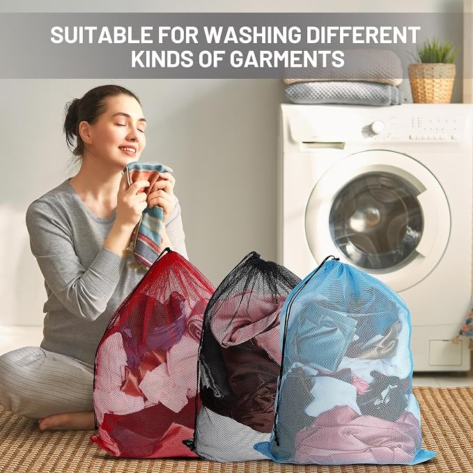 Berlune 24 Pcs 32x24 in Large Laundry Bag Colorful Extra Large Mesh Laundry Bag - Image 3