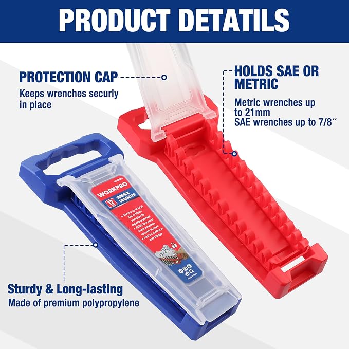 WORKPRO 2-Piece Wrench Organizer, 24-Slot Plastic Holder Set - Image 3