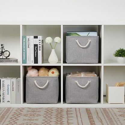 Bidtakay Storage Baskets Gray 3 Pack Shelf Baskets Collapsible Storage Bins - Image 8