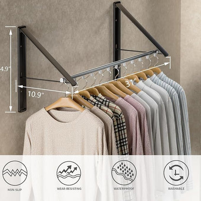 Dr.DJ Clothes Drying Rack with Rod, Wall-Mounted Retractable & Foldable Clothes - Image 4