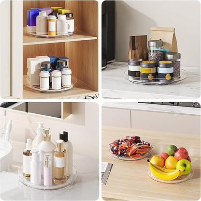 4 Pack 9 Inch Clear Lazy Susan Turntable Organizer, Non-Skid Rotating Tray - Image 7