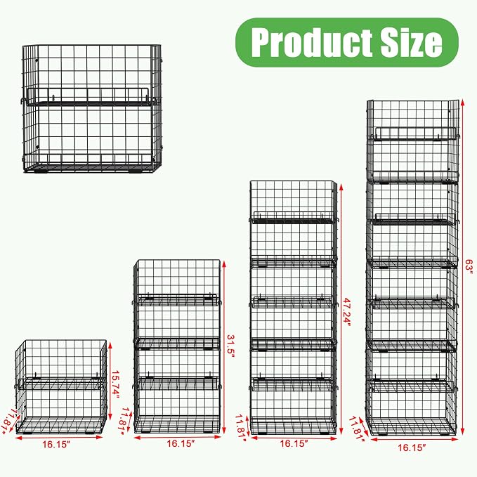 JKsmart 8-Tier XXL Stackable Wire Basket, Pantry Organizers and Storage | - Image 3