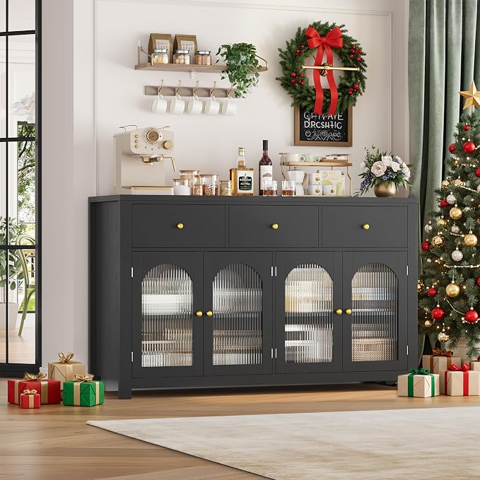 FINETONES Buffet Cabinet with Storage, 55.1" Large Sideboard Buffet Farmhouse - Image 2