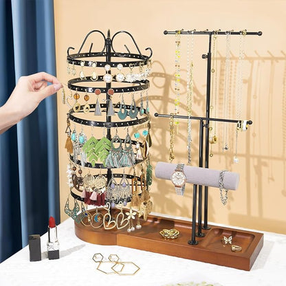 Jewelry Organizer Stand, Metal Rotating Earring Holder Organizer - Image 5