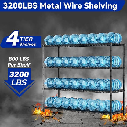 Storage Shelves, 4-Tier Adjustable Metal Industrial Utility Shelf Rack - Image 4