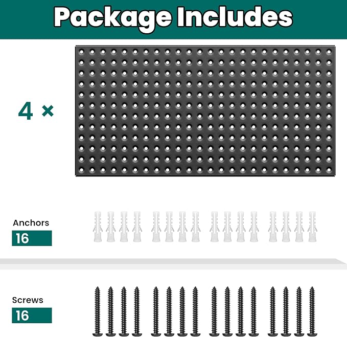 EVERHANGER Metal Pegboard Panels 24" x 12", Heavy Duty Steel Peg Boards - Image 3