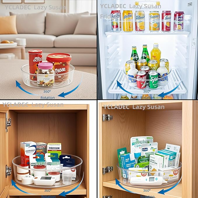 6 Pack Lazy Susan 11.5" Inch Turntable Organizer Organization Storage Container - Image 6