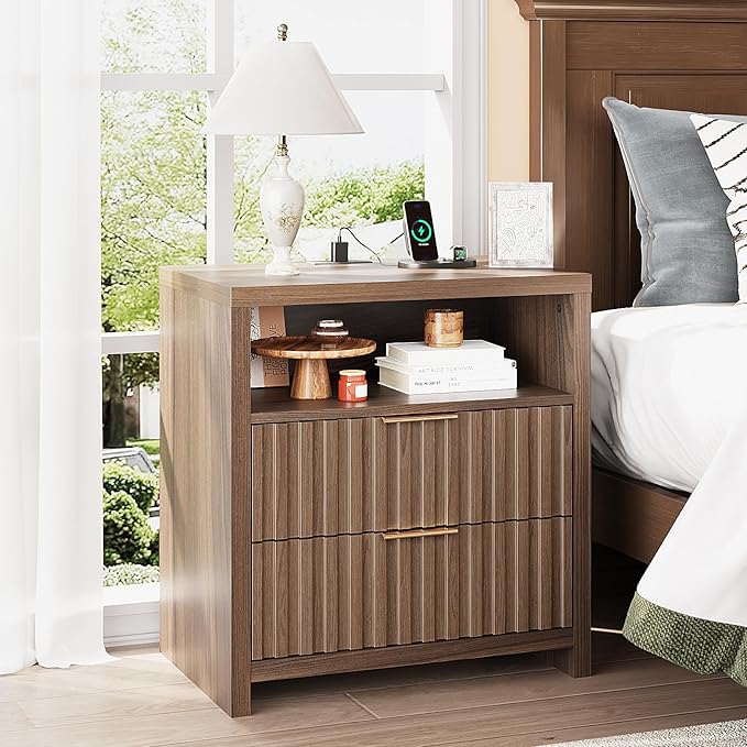 VINGLI Walnut Nightstands Set of 2 - Image 7