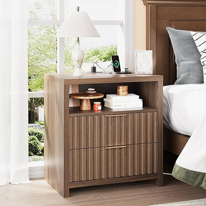 VINGLI Walnut Nightstands Set of 2 - Image 7