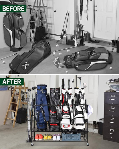 Mythinglogic Golf Bag Storage Organizer, Extra Large Golf Storage Stand - Image 7