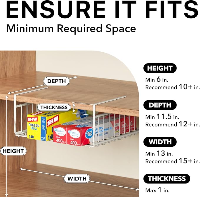 Simple Houseware Under Shelf Basket, Office – Wire Metal Shelf Organizer - Image 3