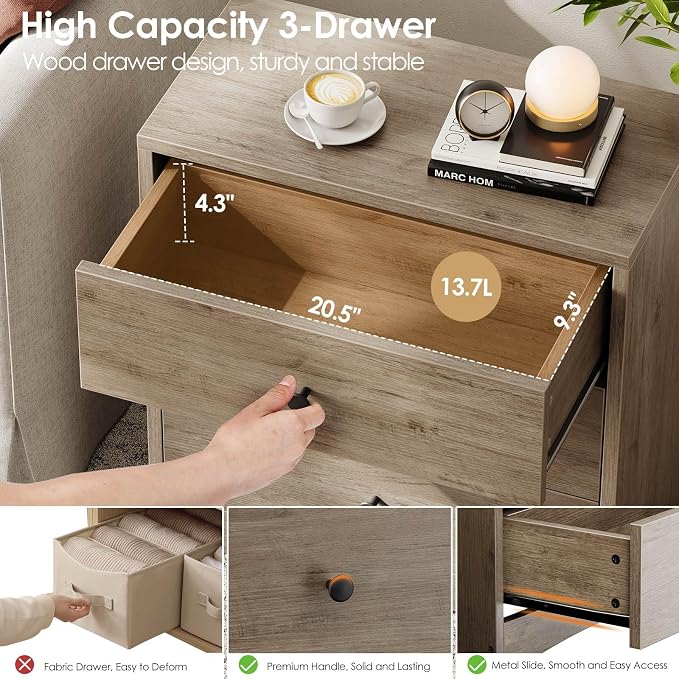 Nightstand, Bedside Tables, Farmhouse Wood Night Stand - Image 4