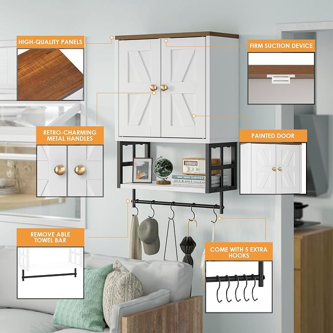 Bathroom Wall Cabinet, Farmhouse Medicine Storage - Image 4