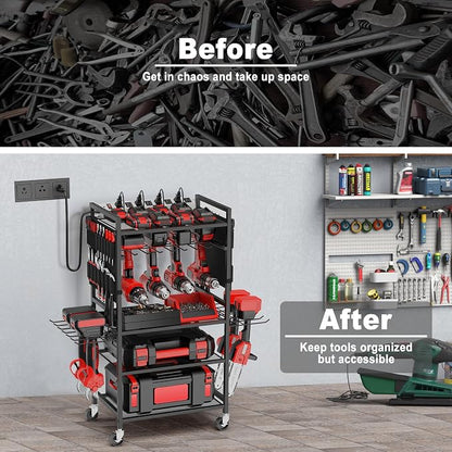 JUNNUJ Garage Large Power Tool Organizer Cart - Image 7