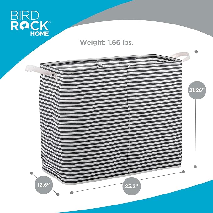 BIRDROCK HOME Collapsible Double Laundry Hamper Basket - Image 3