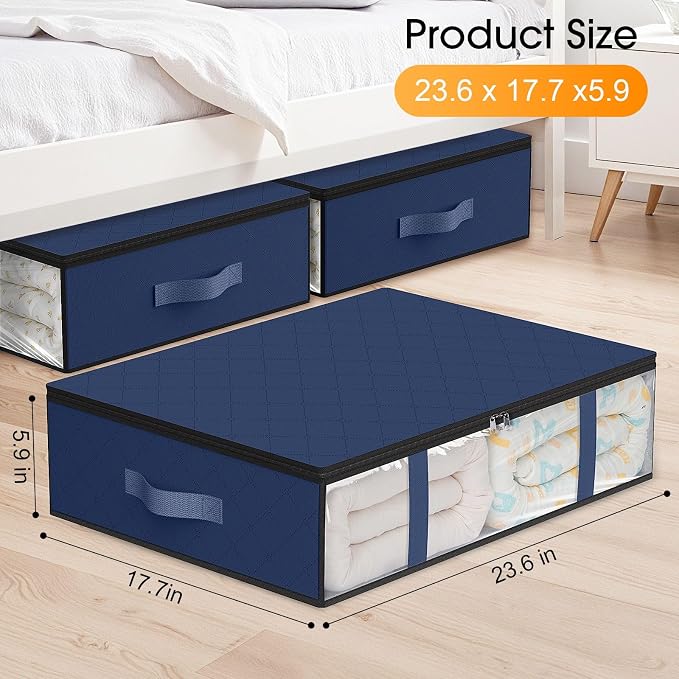 StorageRight Under Bed Storage Bags 4 Pack, 40L Large Clothes & Comforter - Image 2