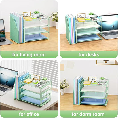 Marbrasse Desk Organizer and Accessories，4-Tier Paper Letter Tray Organizer - Image 6