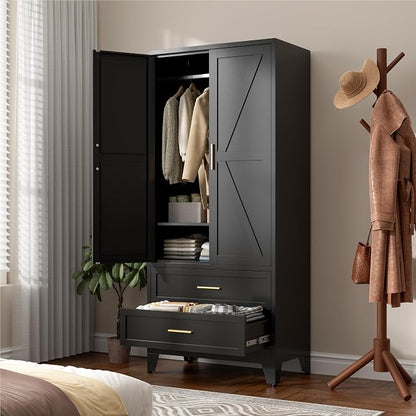 71" Tall Metal Wardrobe Cabinet - Image 2