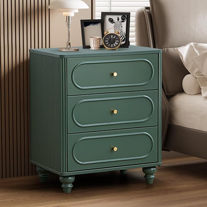3 Drawer Fluted Dresser for Bedroom Set of 2, Mid Century Modern Chest of - Image 6