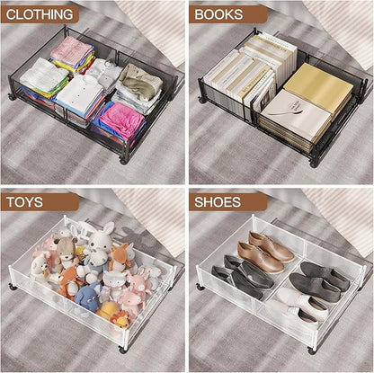 Gawerk Under Bed Storage with Wheels, Foldable Metal Mesh Underbed Storage - Image 5