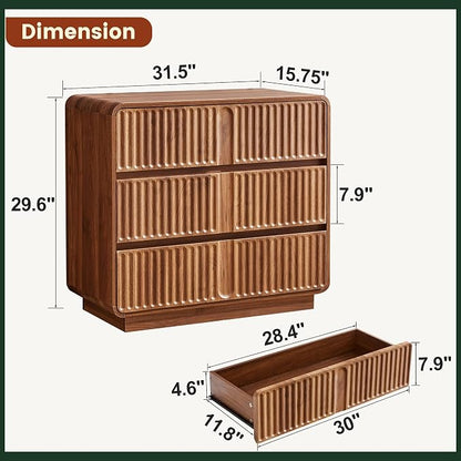 Turtle&Myrtle Fluted 3 Drawer Dressers - Image 2