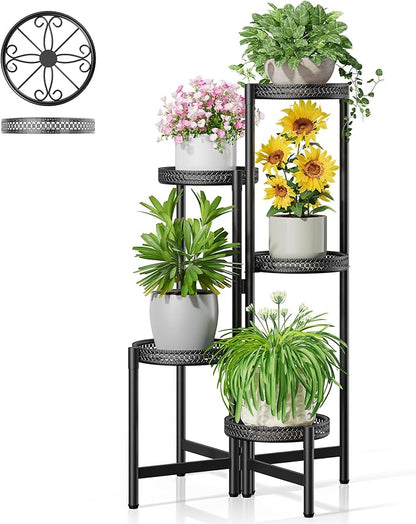 5 Tiered Tall Plant Stand Indoor Outdoor, Metral Plant Shelf by Unknown