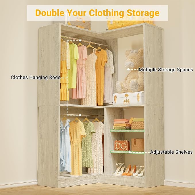 Unikito 36 Inch Corner Closet System, Large Freestanding Closet Organizer System - Image 4