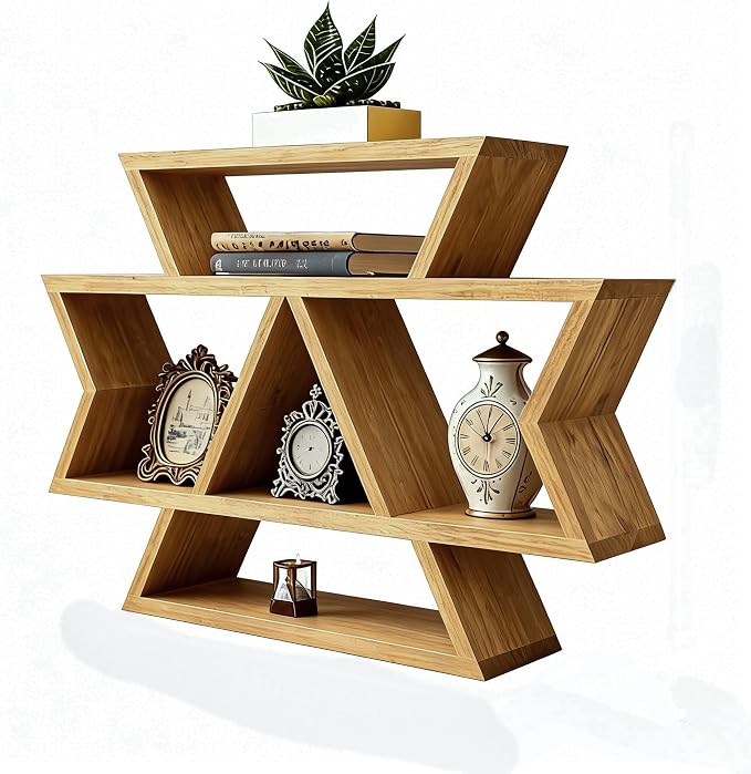 Solid Wood Hexagon Wall Shelf, Tiered Floating Plant Display Organizer - Image 7