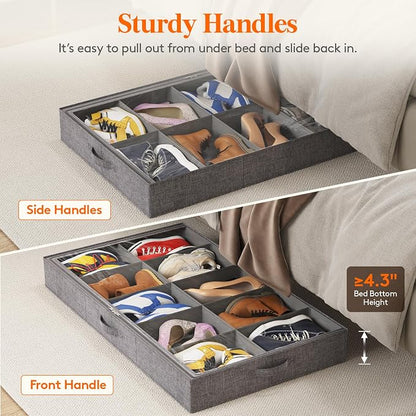 Lifewit Under Bed Shoe Storage Organizer Fits 10 Pair Sneakers, 4.3 Inches Tall - Image 6