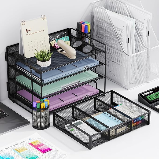 Marbrasse Desk Organizer and Accessories4-Tier Paper File Letter Tray - Image 7