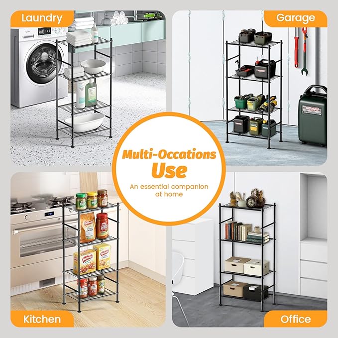 Abiglifty Storage Shelves, 4-Tier Wire Shelving, Metal Shelving - Image 7