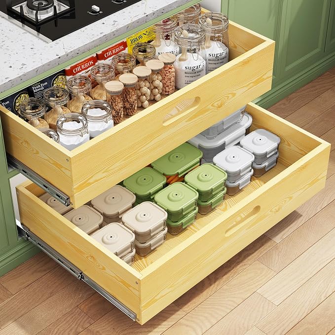 Pull Out Cabinet Organizer, Soft Close Slide Out Solid Wooden Drawers, Heavy by Kitstorack