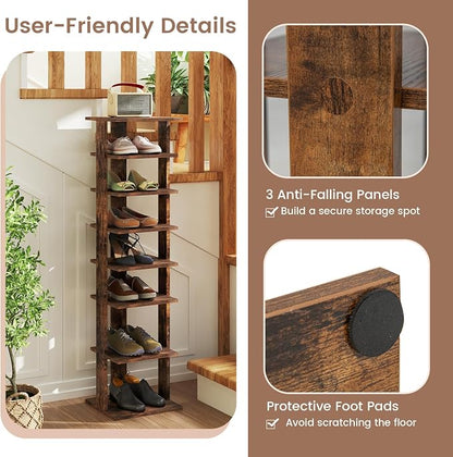 Tangkula 8-Tier Vertical Shoe Rack, Space-Saving Corner Shoe Organizer - Image 7