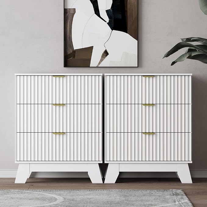 White Night Stand with 3 Drawers, Bedside Table & End Table, Farmhouse Night - Image 5