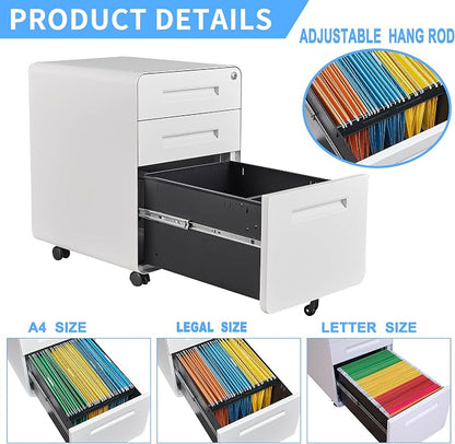 Letaya File Cabinet, 3 Drawer Filing Cabinets - Image 5
